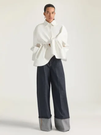 Asymmetrisches Hemd aus Nappaleder