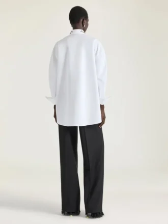 Asymmetrisches Hemd aus Popeline mit Pailletten