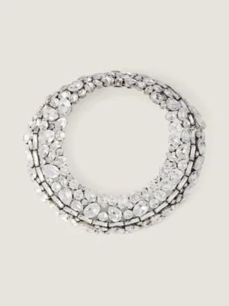 Auffällige Kristall-Torque-Halskette aus Metall und Kristallen