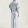 Back-to-Front-Cocoon-Jacke aus hellblauem Denim