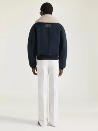 Bomberjacke aus Baumwolle mit Lammfellkragen