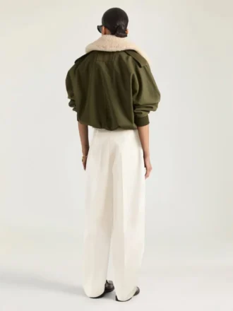 Bomberjacke aus Baumwolle und Wolle mit Lammfellkragen