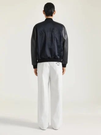 Bomberjacke aus Leder und Satin mit Givenchy Paris-Stickerei