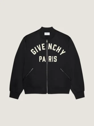 Bomberjacke mit Couture-Naht aus Satin, bestickt mit „Givenchy Paris“