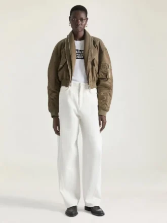 Bomberjacke mit Reißverschluss und Schalkragen aus Nylon