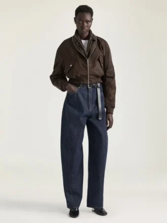 Bomberjacke mit Reißverschluss und Schalkragen aus Nylon