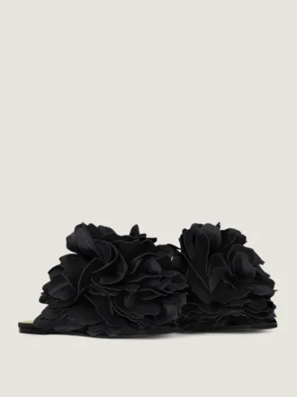 Boudoir-Pantoletten aus Leder mit Rosenblättern