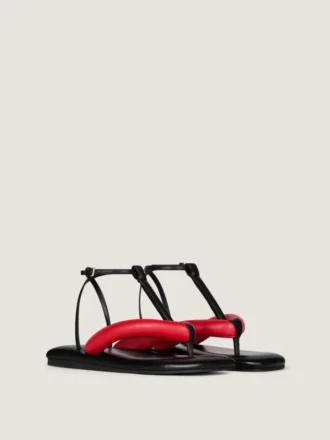 Boudoir-Zweifarbige Zehensandalen aus Nappaleder