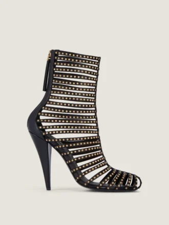 Cage-Stiefeletten aus Leder mit Nieten
