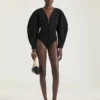 Cocoon-Bodysuit aus technischem Strick