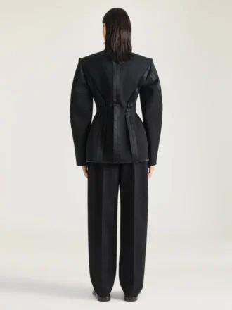 Zweireihige Cocoon-Jacke aus Wolle mit Inside-Out-Detail