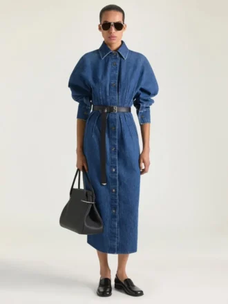 Cocoon-Kleid aus mittelblauem Denim