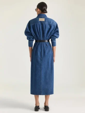 Cocoon-Kleid aus mittelblauem Denim