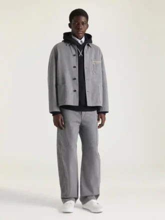 Jacke aus Denim mit Fischgrätenmuster und „Givenchy Paris“-Stickerei