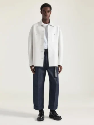 Couture-Overshirt aus Leder mit Nahtverzierung