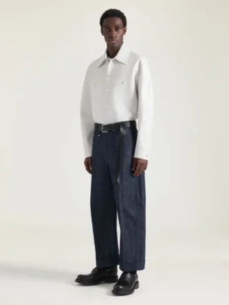 Couture-Overshirt aus Leder mit Nahtverzierung