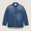 Couture-Overshirt mit Nahtdetails aus dunkelblauem Denim