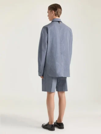 Bermudashorts aus Baumwolle mit Doppelplissee und Karomuster