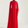 Drapiertes Abendkleid aus Chiffon mit Cape