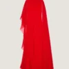 Drapiertes Abendkleid aus Chiffon mit Cape
