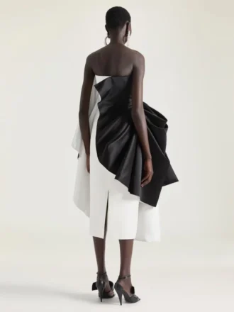 Drapiertes Bustier-Abendkleid aus Satin mit Schleifendetail