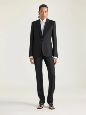 Einfädige gestreifte Jacke aus Wolle