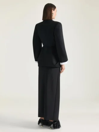 Einreihige, drapierte Jacke aus Wolle „Grain de Poudre“