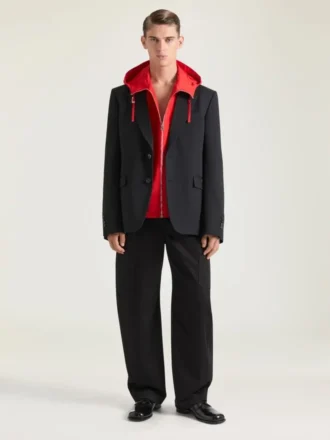 Einreihige Jacke in regulärer Passform aus Wolle