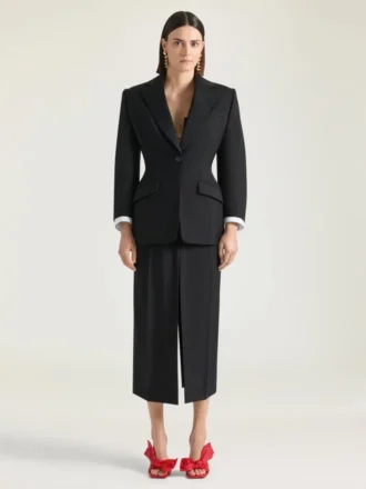 Einreihige Kokonjacke aus Wolle und Mohair