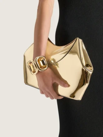 Facet Clutch aus Leder mit Spiegeleffekt
