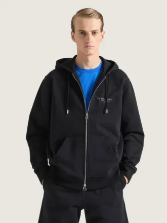Fleece-Hoodie mit Reißverschluss und GIVENCHY-Stempel-Print