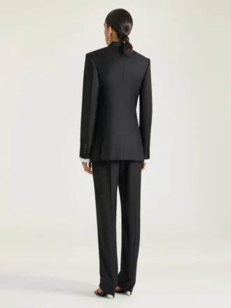 Zweireihige gestreifte Jacke aus Wolle