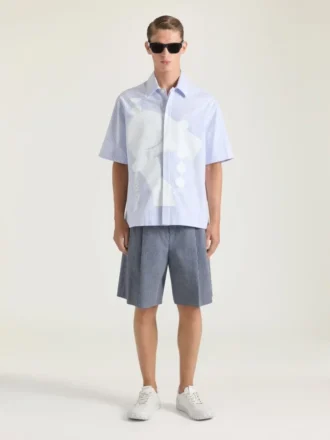 Gestreiftes Hemd aus Baumwolle mit surrealistischem Print