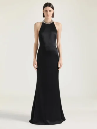 Halterkleid aus Crêpe und Satin