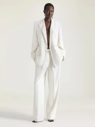 Zweireihige Cocoon-Jacke aus Wolle und Mohair