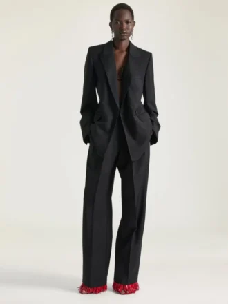 Zweireihige Cocoon-Jacke aus Wolle und Mohair