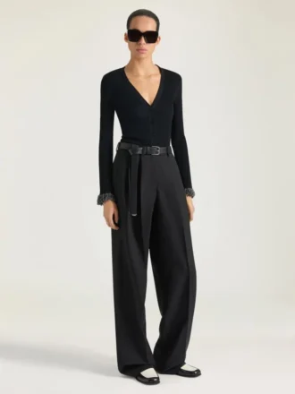 Hose mit doppelten Falten aus Wolle und Mohair