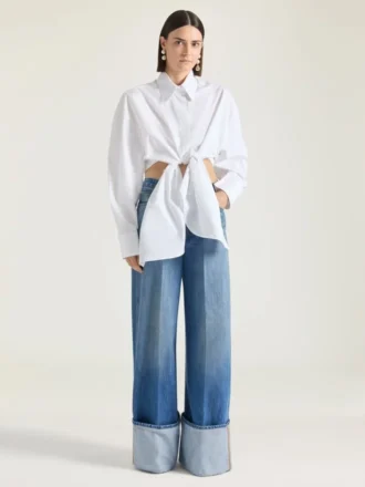 Jeans in Mittelblau mit Umschlag