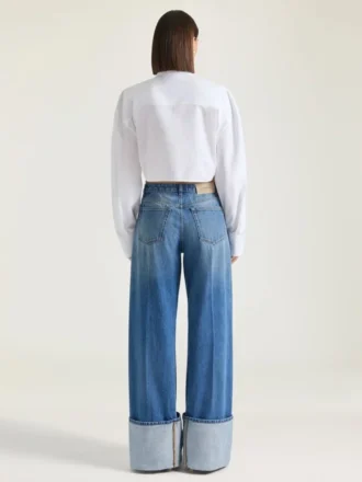 Jeans in Mittelblau mit Umschlag