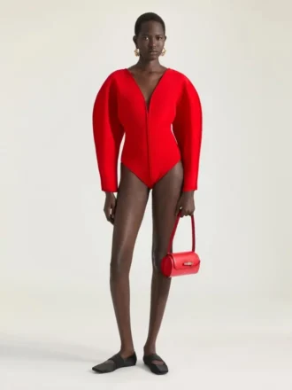 Cocoon-Bodysuit aus technischem Strick