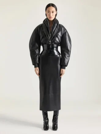 Korsettgürtel aus Leder mit Klebeband-Print