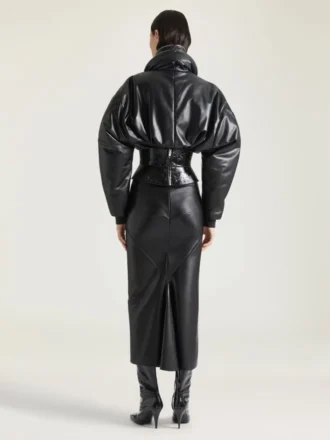 Korsettgürtel aus Leder mit Klebeband-Print