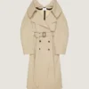 Langer Trenchcoat aus Baumwolle mit Schlitzen