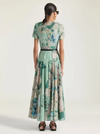 Langes Kleid aus Viskose mit Rosenprint