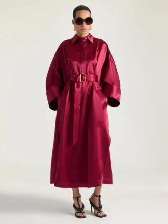 Langes Kokonkleid aus Satin