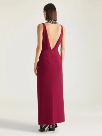 Langes Wickelkleid aus Crêpe Cady