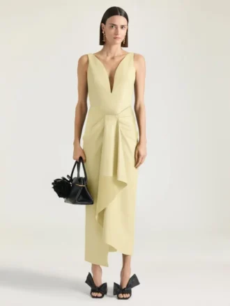 Langes Wickelkleid aus Leder