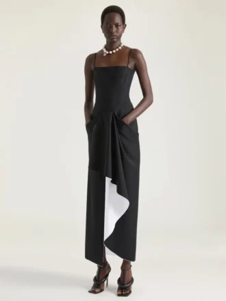 Langes Wickelkleid aus Wolle und Mohair