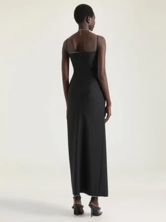 Langes Wickelkleid aus Wolle und Mohair