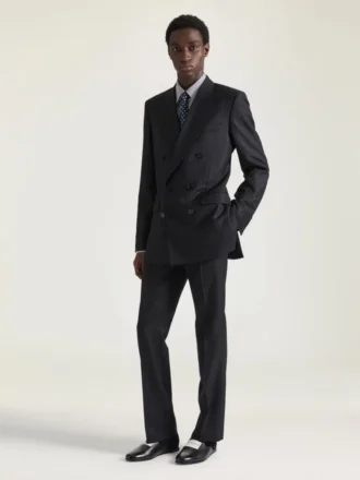 Doppelreihige, taillierte Jacke aus gestreifter Wolle